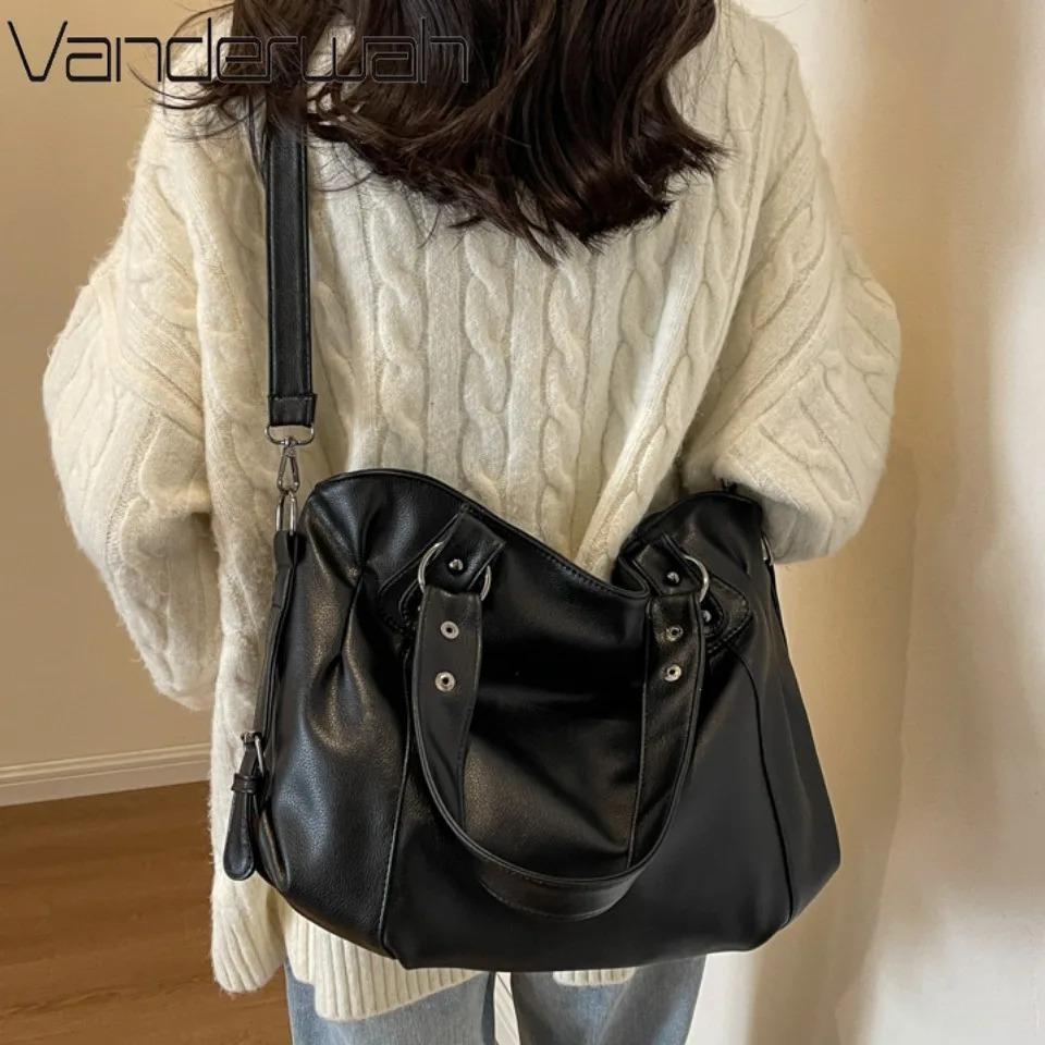 Damen Große Kapazität Schulter Lässige Tragetasche Laptop Geräumige Handtasche Weiches Leder Crossbody Business Schwarze Große Tasche A4 Sac A Main