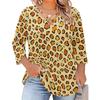 Blusa Floral Feminina Plus Size com Manga Três Quartos, Blusa Casual, Túnica de Corte Amplo para Primavera Verão, Uso Diário, Trabalho e Saídas