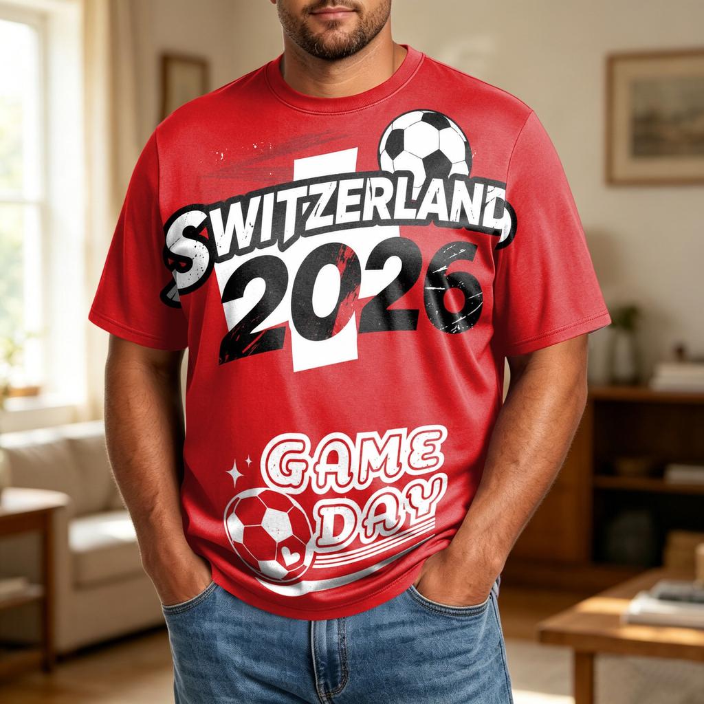 Men's Large Size Casual Loose Fit Breathable T-Shirt Soccer Graphic Design Short Sleeve Comfortable Top for Everyday Wear