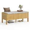 Shoe Bench, Storage Bench, Seating Cabinet, Side Panels with Rattan Weave, 2 Drawers, Color: Natural, Dimensions: 113 × 45.5 × 40 cm