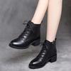 Zapatos de Mujer 2025 Botín Chelsea de Lujo Botín de Cuero para Mujer Zapato Grueso de Invierno Botines de Plataforma Tacón Grueso Diseñador de Marca