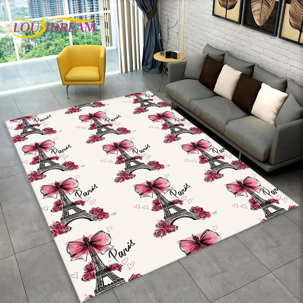 Frankrijk Parijs Eiffeltoren Romantische Kunst Gebied Tapijt, Tapijt Tapijt voor Woonkamer Slaapkamer Bank Deurmat Keuken Decor Antislip Vloermat