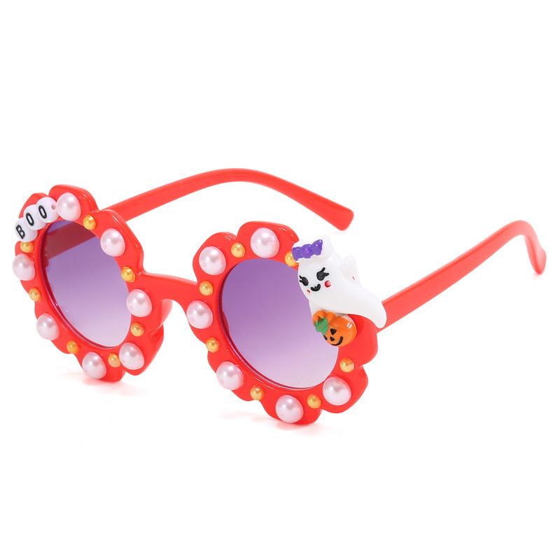

2026 Cute Funny Boo Ghost Kids Sunglasses Flower Frame UV Halloween Party Favors For Toddler Girls KJ239