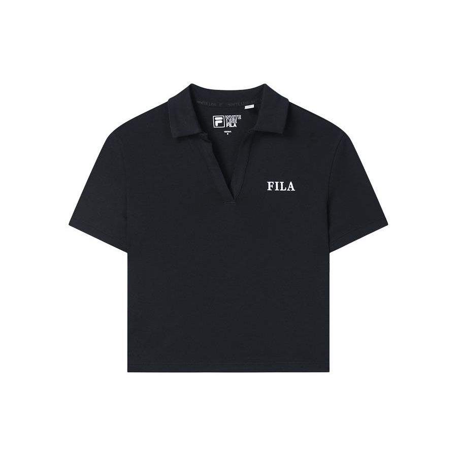 

Fila Однотонная дышащая футболка-поло с коротким рукавом Женские топы Черный F51W429102F-BK XL
