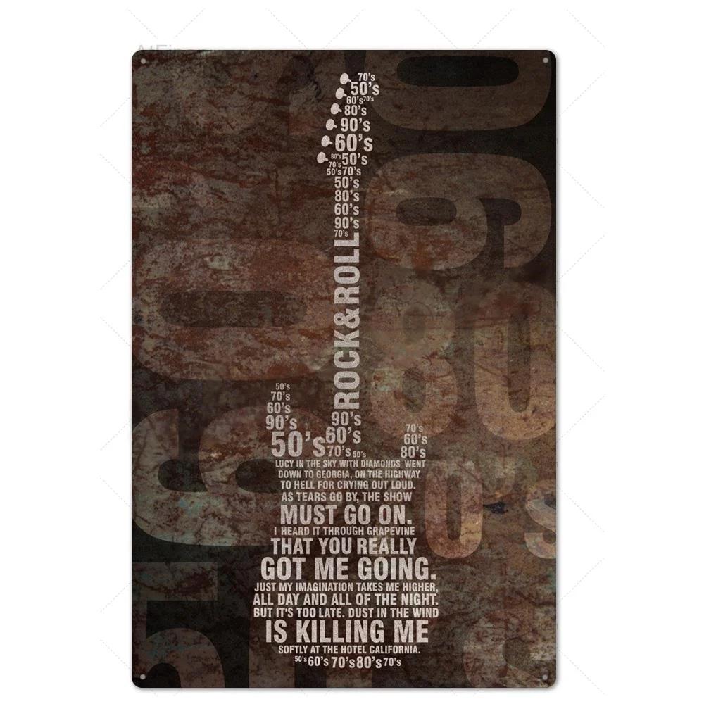 Vintage Rock  Roll Tin Sign Metal Poster  Retro Wall Decor for Bar Pub Club Man Cave  Perfect Metal Plaque for Music Lovers