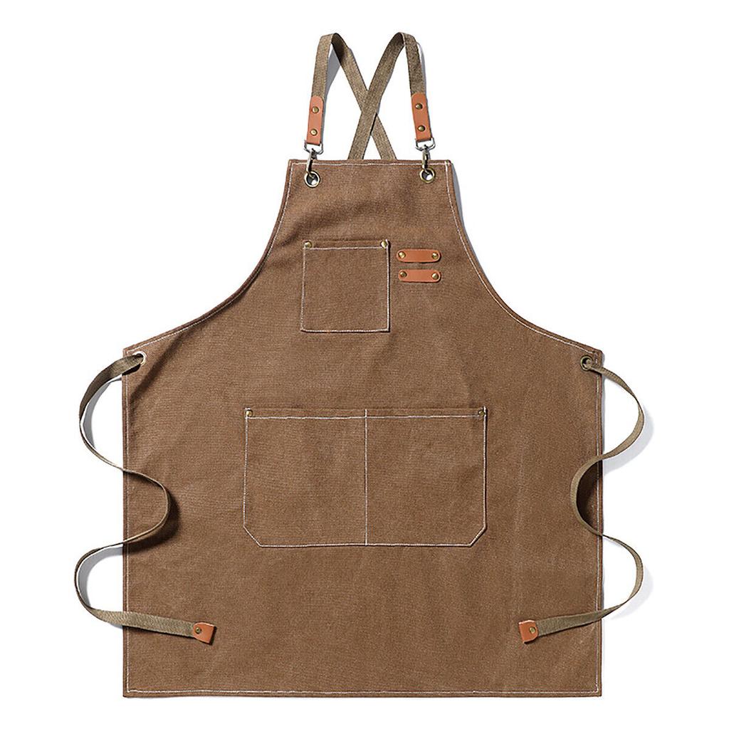 Kitchen Thicken Canvas Apron For Woman Men Waterproof Stain-Resistant With Pockets Cooking Apron Woodworking Painting Work Apron