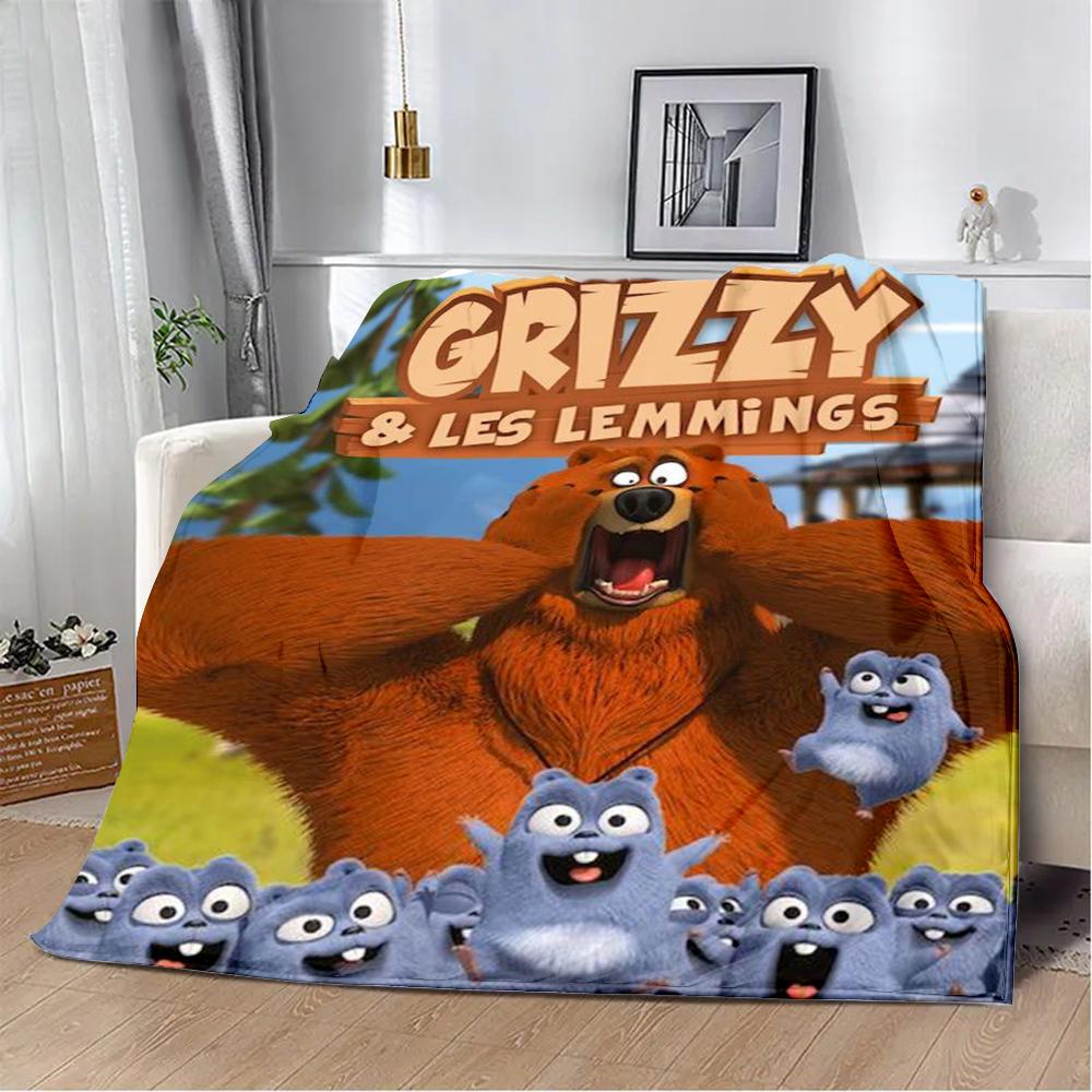 Cartoon Printed Blanket Picnic Blankets Grizzy and The Lemmings Warm Blanket Soft and Comfortable Home Travel Birthday Gift