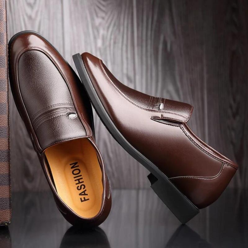 Fashion Increased 6 Cm Men Formal Shoes Hidden Heel Men's Wedding Oxfords Heighten Tall Male Dress Leather Footwear 2024