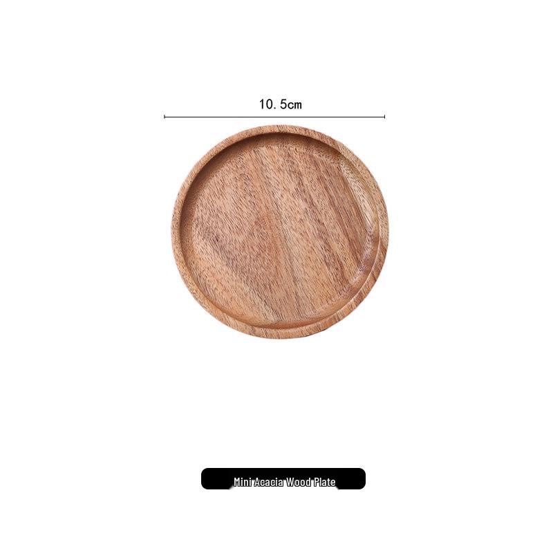 Round Japanese Acacia Wood Tray - Creative Fruit & Snack Plate