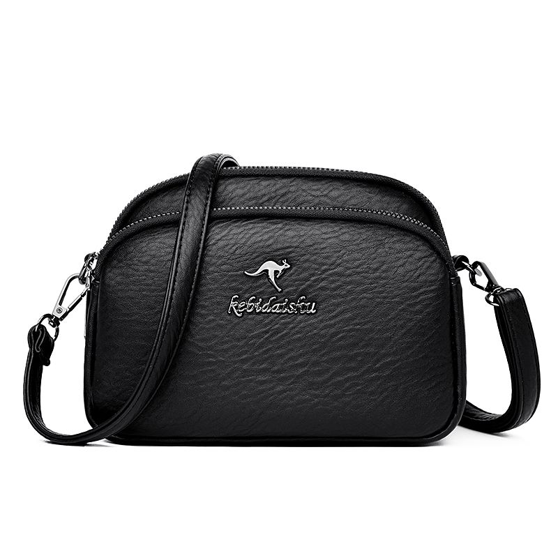 

Fashion Soft Leather Middle-Aged Ladies Phone Bag Black