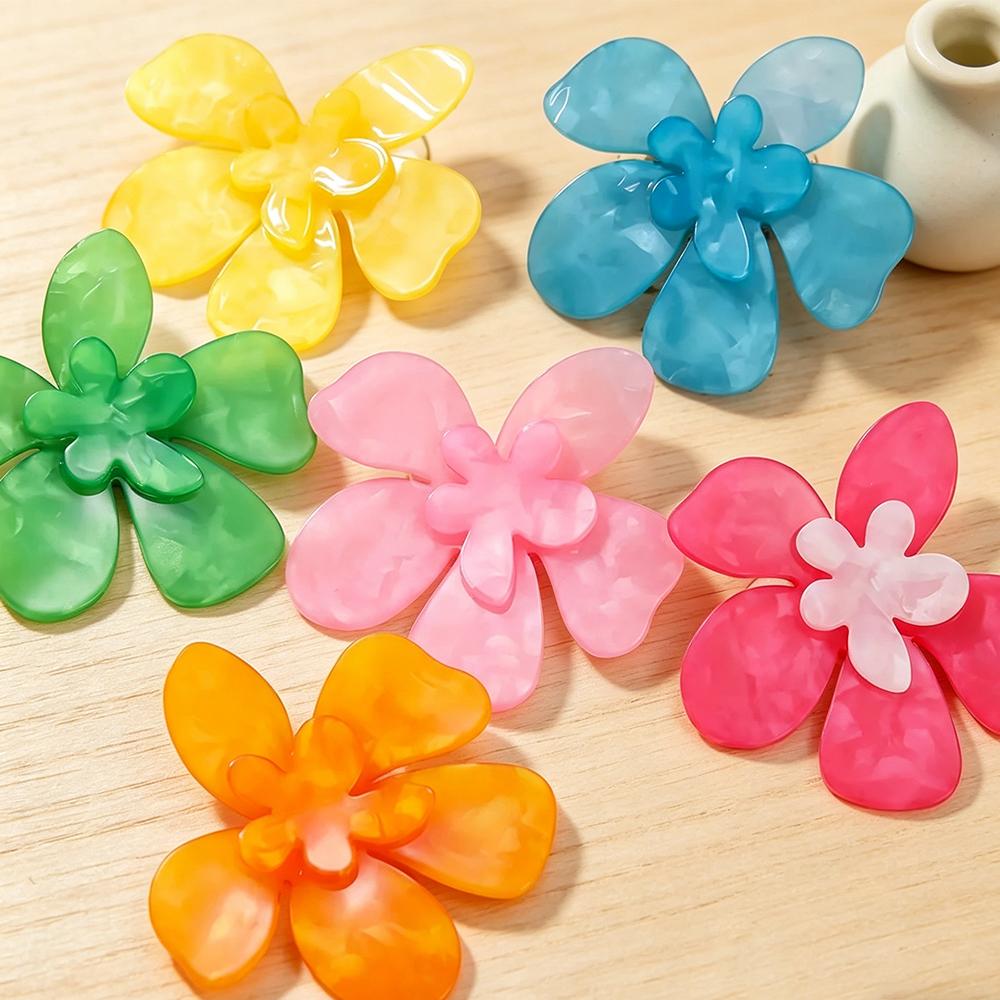 Summer Colorful Oversize Flower Earrings for Woman Decoration New Temperament Acrylic Geometric Dangle Earrings Trend Jewelry