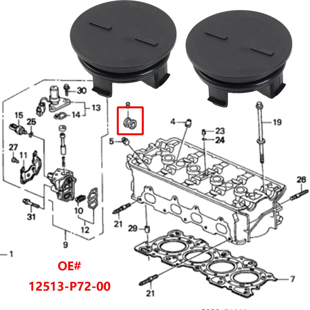 2X Zylinderkopf Stopfen Kappe Nockenwellensimmerring Steuergehäusedeckel Für Honda CR-V HR-V Accord City Civic FIT Insight Vezel Ciimo CR-Z 12513-P72-003