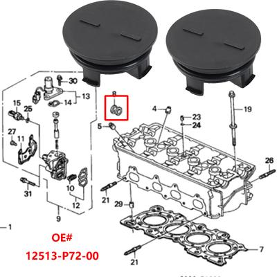 2X Tappo Coperchio Testata Cilindro Guarnizione Albero a Camme Coperchio Distribuzione Per Honda CR-V HR-V Accord City Civic FIT Insight Vezel Ciimo CR-Z 12513-P72-003