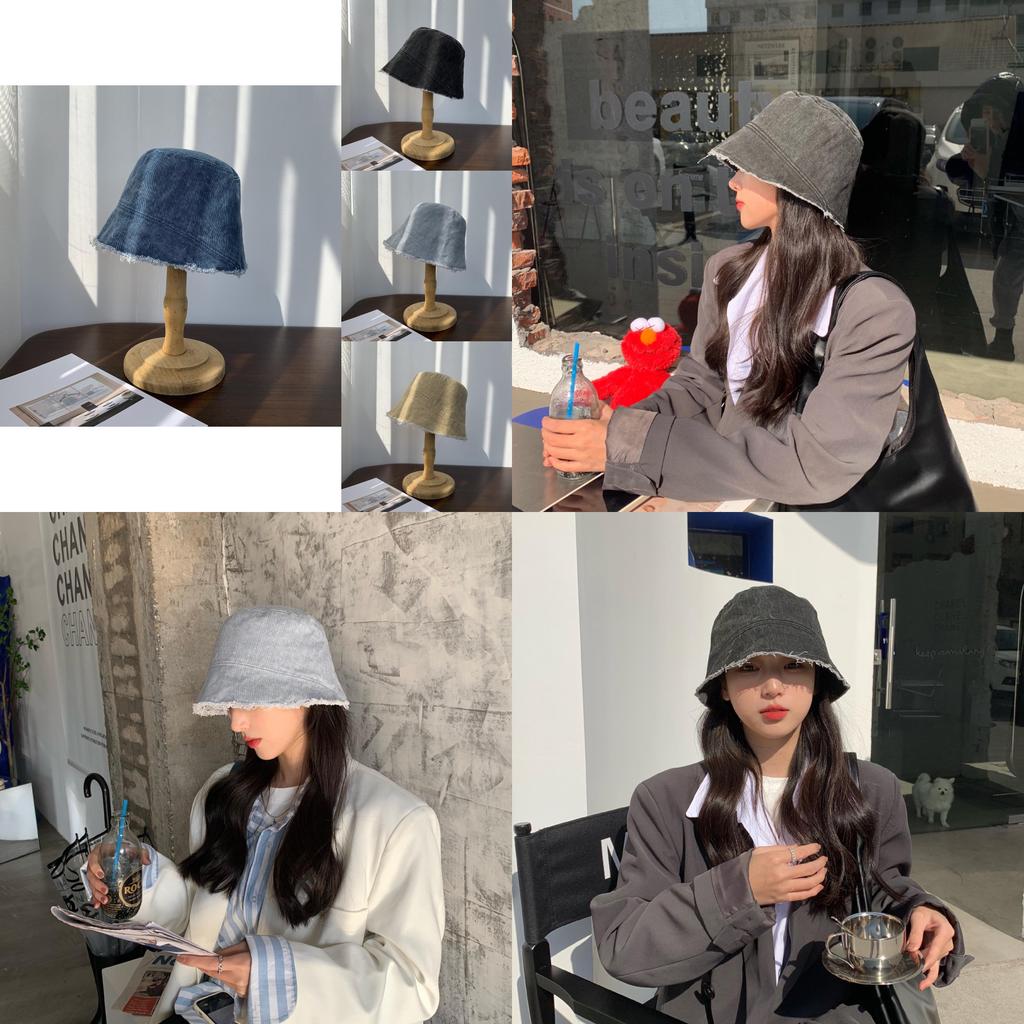 Trendy 2021 Washed Denim Bucket Hat For Women Youthful Style Wide Brim Sun Protection