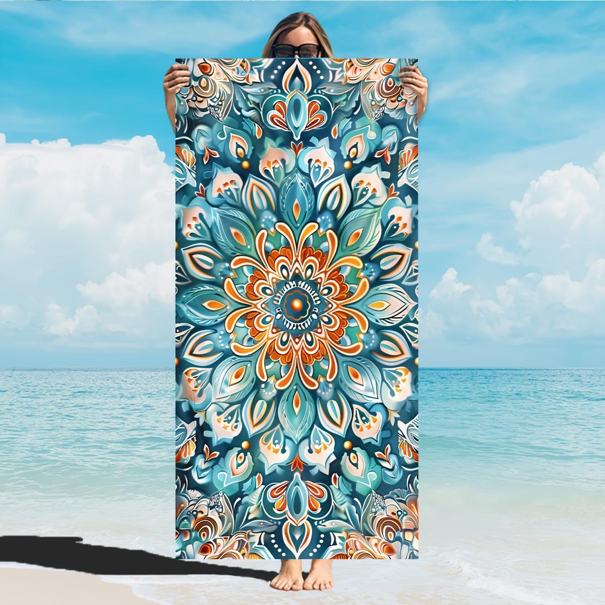 

Colorful Mandala Beach Towel on Beach, Vibrant Geometric Art Quick-Dry Sand-Free Microfiber Bath Towel for Yoga, Swim and Travel W30*H60(CM)