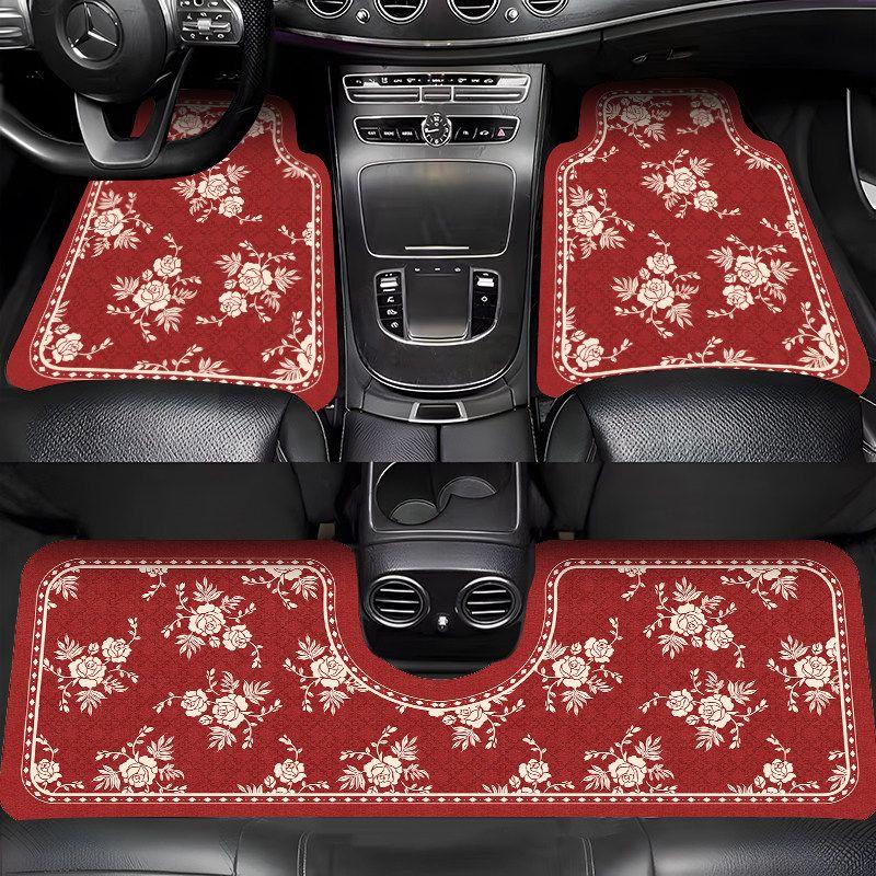 New Chinese-Style Car Floor Mats, Universal, Dirt-Resistant, Earthy Red, with a Sense of Atmosphere, Can Be Cut, Diatomaceous Earth Car Carpet Mats