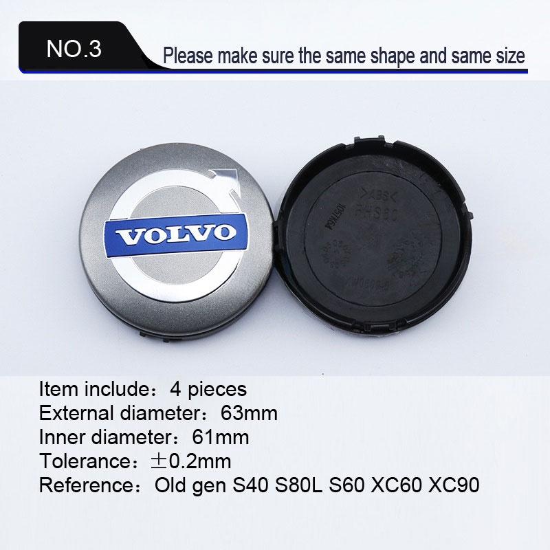 

4Pcs 63mm 65mm Car Wheel Center Hub Cap Caps Emblem logo For Volvo S40 S80L S60 S90 XC40 XC60 XC90 V40 V60 V90 Accessories
