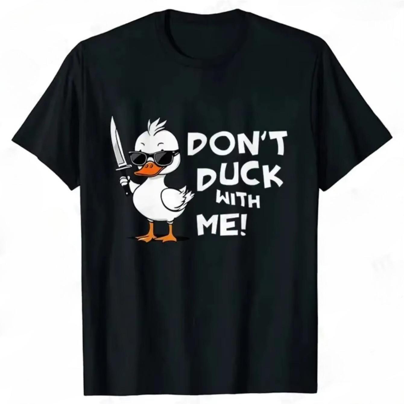 

Duck Knife Pattern MenS TShirt Super Soft Cotton Breathable Crewneck TShirt with The Words DonT Duck with Me S