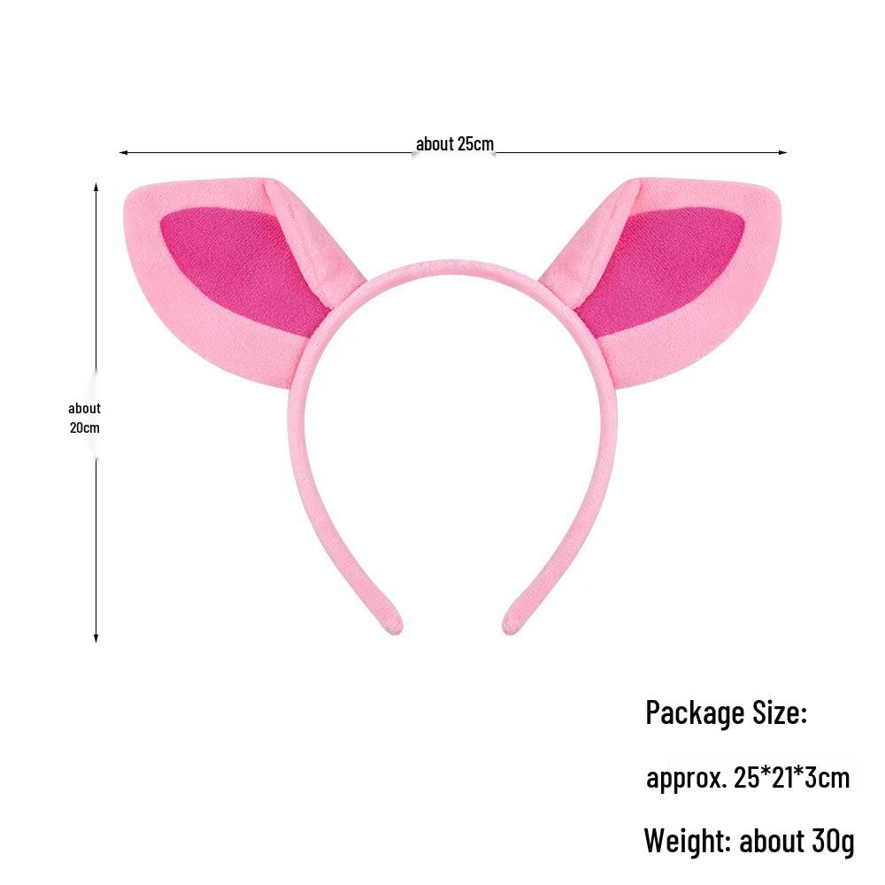 Pink Pig Headband Set: Cute Halloween Animal Costume for Cartoon Piggy Cosplay
