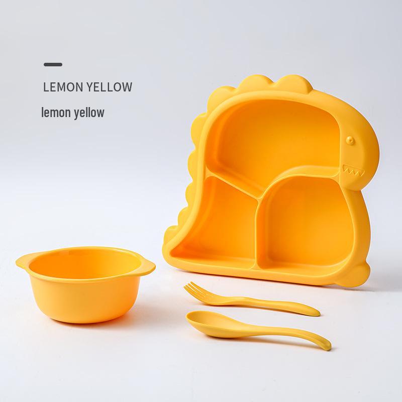 Adorable Dinosaur Children's Dining Set: Durable Plate, Spoon, Fork, and Bowl