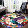 1pc Hummingbird StainedGlass Office Round Area Rug, Under Office Chairs Bedroom Living Room Home Decor, Room Deco