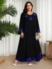 Plus Size Royal Blue Sequin Patchwork Tassel Cuff Islamic Style Long Dress