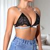 Lace Sheer Front Closure Glitter Strap Bralette