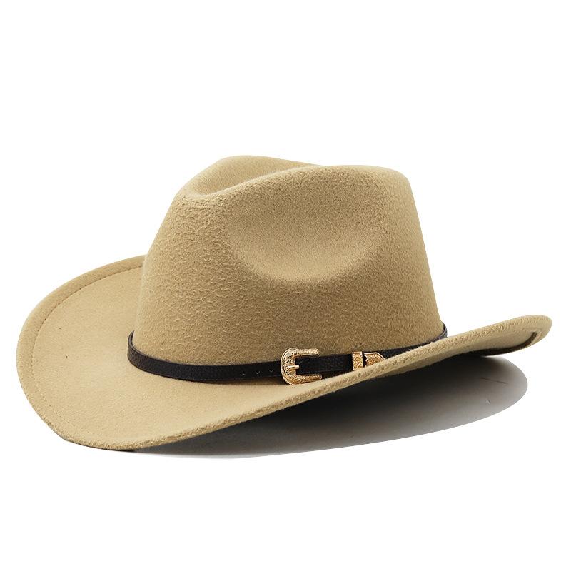 Felt hat western cowboy hat for men and women british style woolen hat cone top large brim black top hat