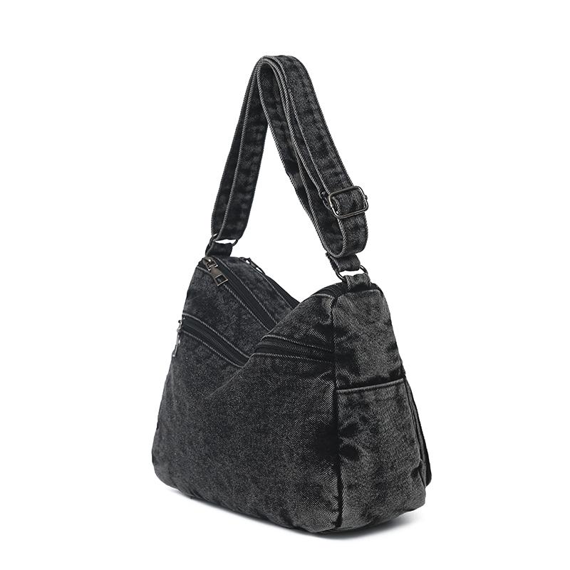 Middle-Aged Mother's Bag Denim Bag Women's Multi-Compartment Shoulder Bag
