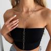 SHIXIN Sexy Metal Y-Shape Long Chain Necklace for Women Minimalist Hollow Out Oval Pendant Necklace Fashion Jewelry Accessories