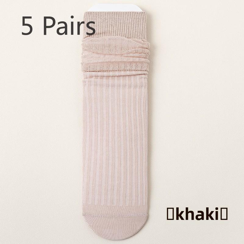 5 Paar Damen Mid-Tube Frotteesocken Kleine Lederschuhe Mond Baumwollsocken Damen Sommerstrümpfe