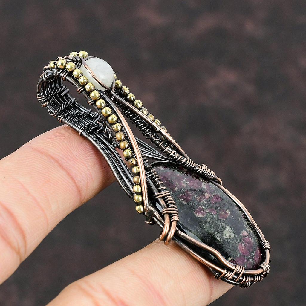Eudialyte Copper Pendant Copper Wire Wrapped Pendant Handmade Jewelry Moonstone Gemstone Pendant Gift For Women Wrapping Eudialyte Jewelry