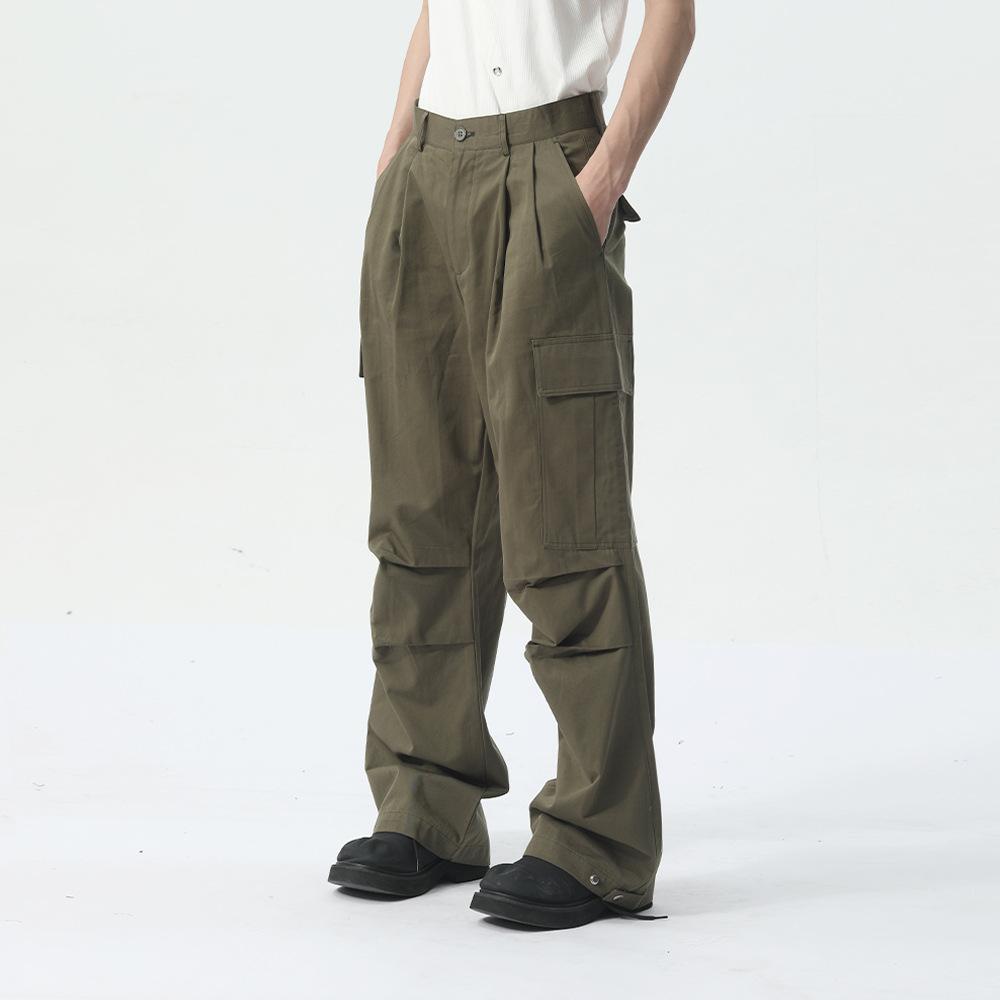 Men's Clothing New Product Korean Minimalist Style Large Pocket Wide Leg Workwear Casual Pants Trend