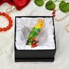 FJ FENGZHIJIE Trinket Box with Hinged Parrot Bird Figurine, Golden Crystal Enamel Cocktail Home Decor, Bird Lover Gift