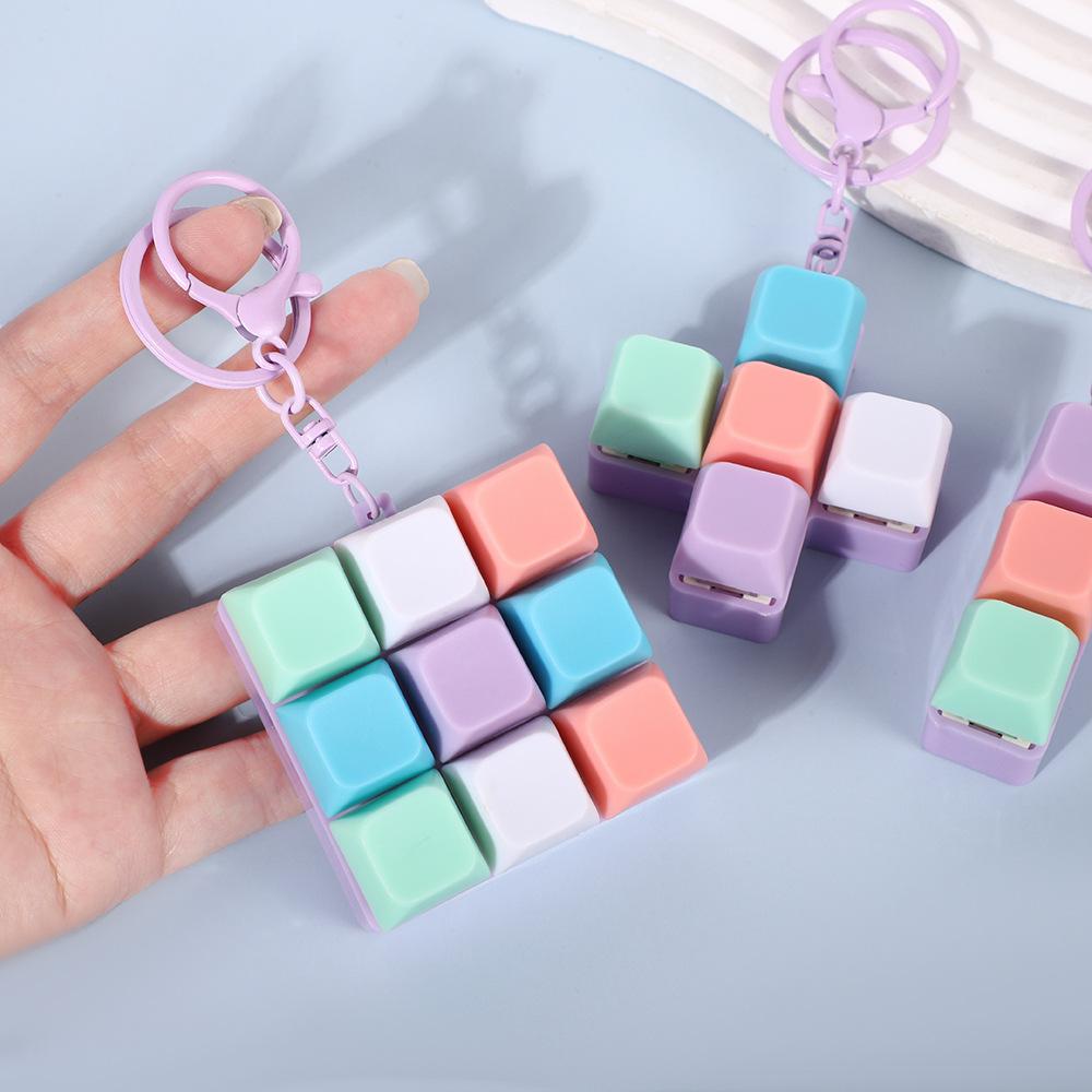 Tetris Fingertips Press Creative Buttons Keychain Design Portable Decompression Artifact