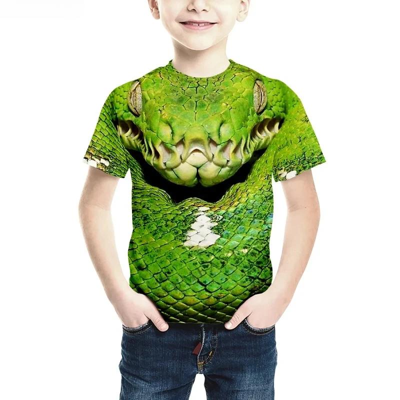 Sommer Kinder Jungen und Mädchen Kurzarm Anime 3D Druck Hip-Hop Tier Schlange T-Shirt Kinder Kurzarmshirt