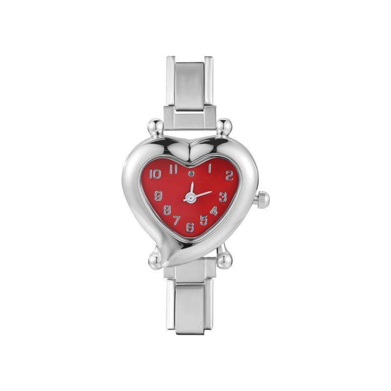 High Quality Fashion DIY 9MM Width Italian Elastic Charm Stainless Heart Shape Watch Bracelet Bangle for Friend Birthday Jewelry