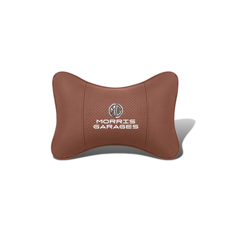 1Pcs Pu Leather Car Neck Pillow Auto Emblem Headrest For MG 7 6 5 ZS MG4 EV h ONE Cyberster HS MG3 EZS GT GS 3SW MARVEL-R Scorpio