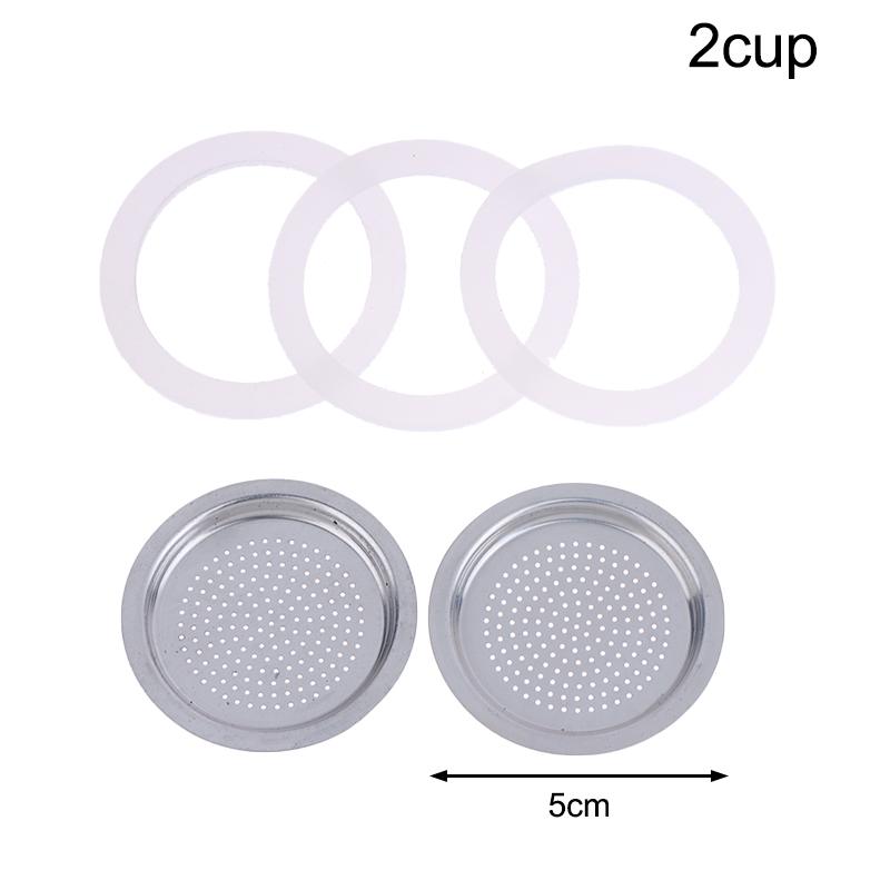 4Pcs/Set Moka Pot Replacement Kit - 3 Silicone Gaskets + Aluminum Filter, Fits 1/2/3/6/9/12 Cup Coffee Makers