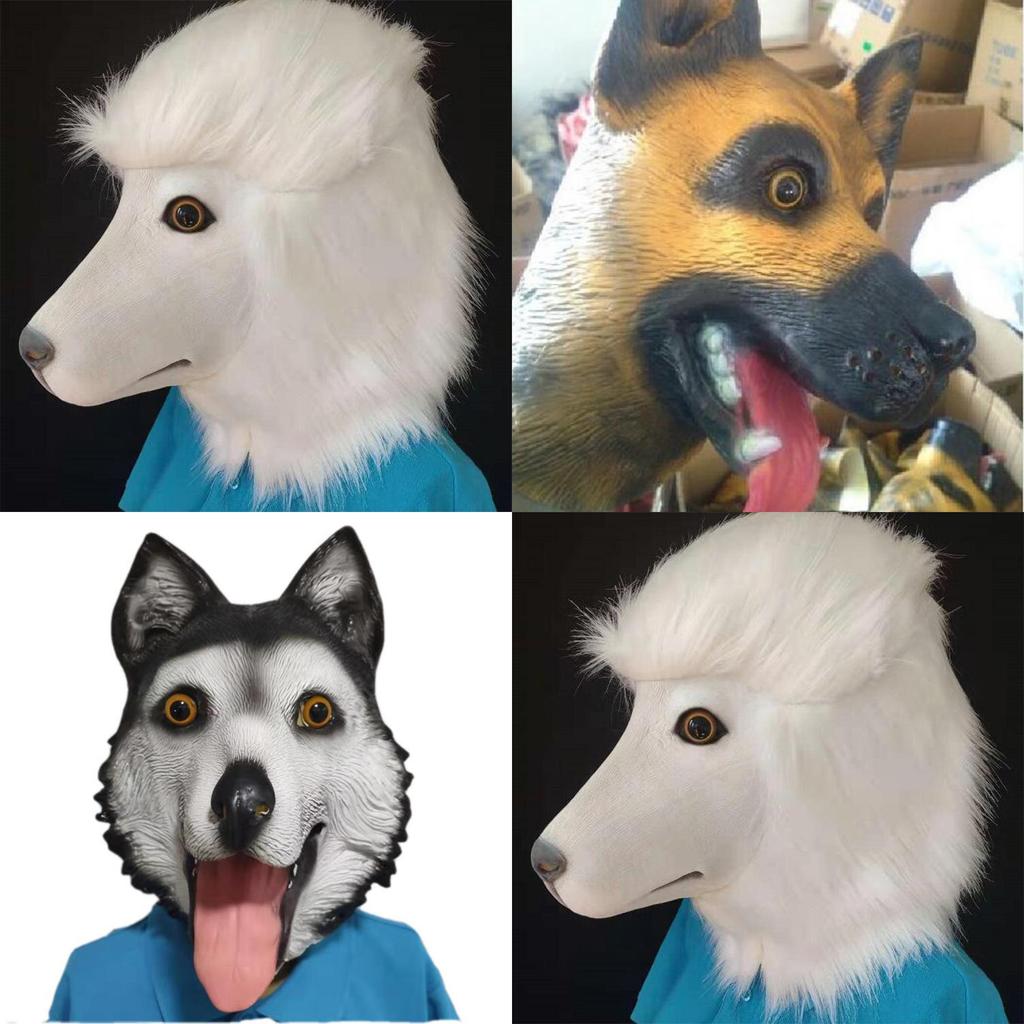 Poodle Wolf Dog Husky Mask Latex Pet Dog Costume For Christmas And Halloween