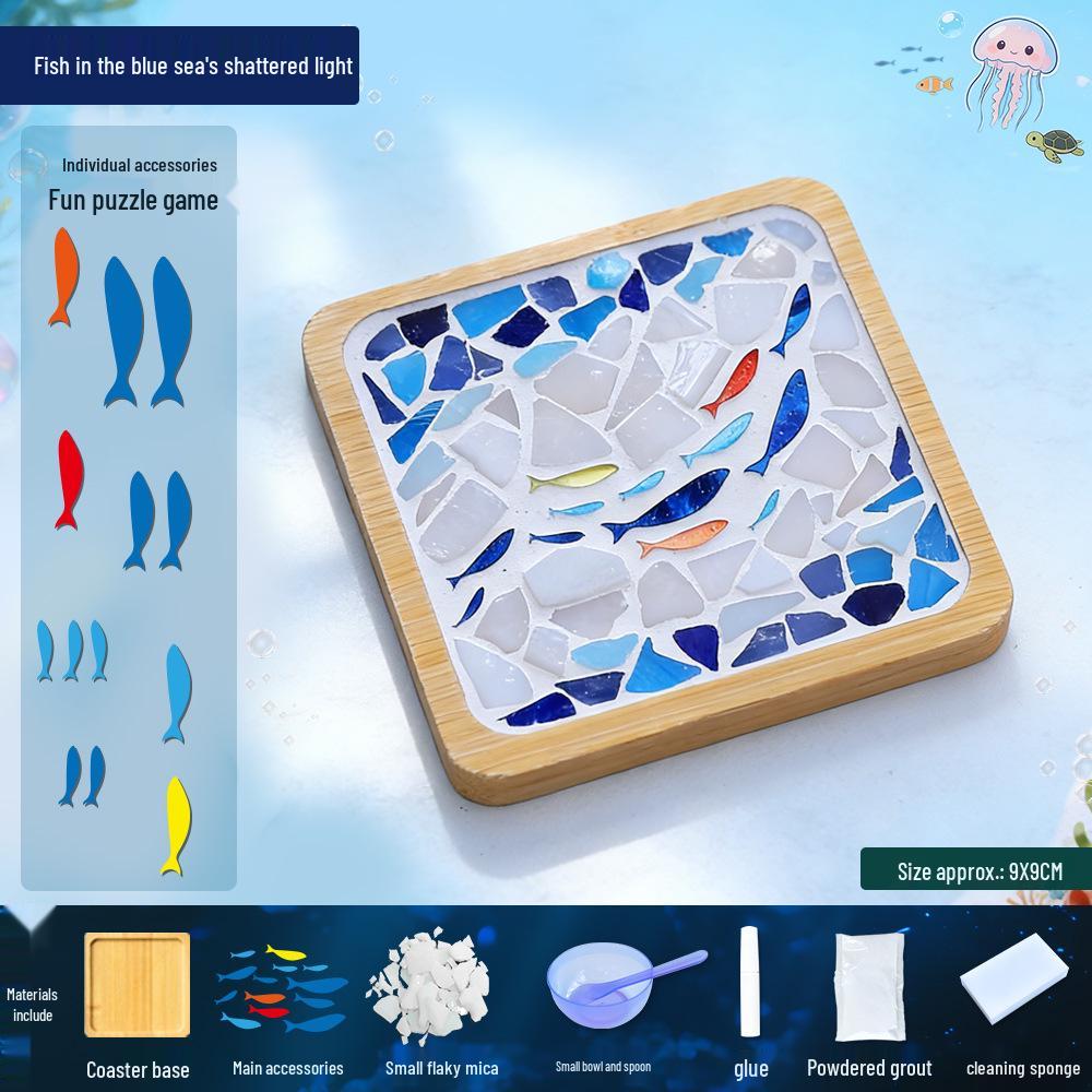 Marine Life Series DIY Mosaic Coaster Kit: Cultural Collage Materials