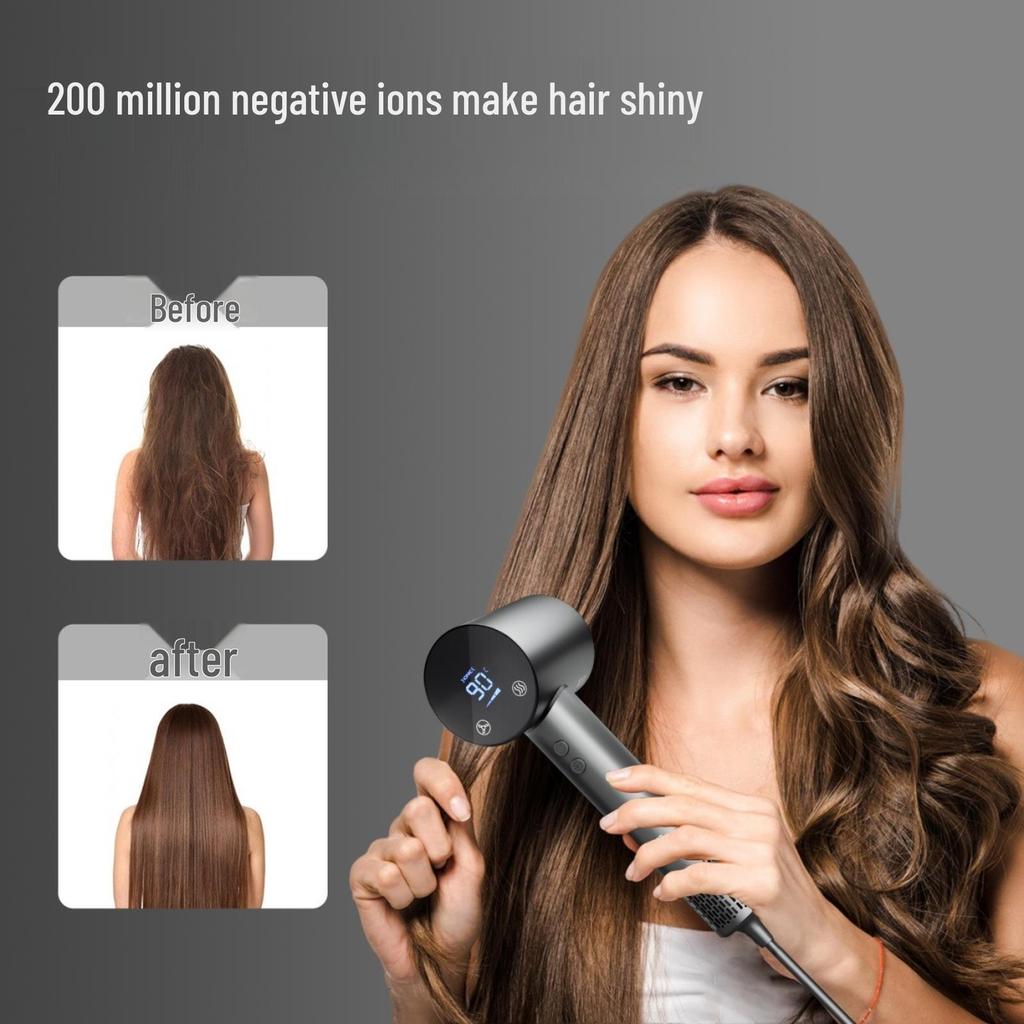 High-Speed Hair Dryer with Brushless Motor & Plasma Technology - High Power, Temperature Display, Ideal for Home & Hotel Use