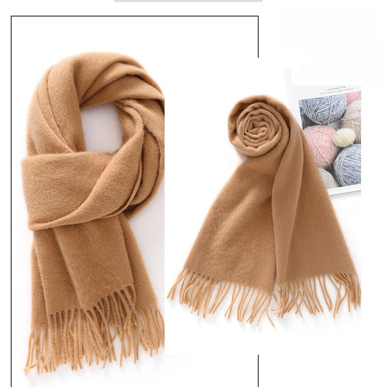 Sciarpa 32x180cm 100% Lana Merino, Coperta Invernale Spessa con Nappe, Sciarpa da Collo Calda e Accogliente, Accessorio Autunno Inverno da Donna