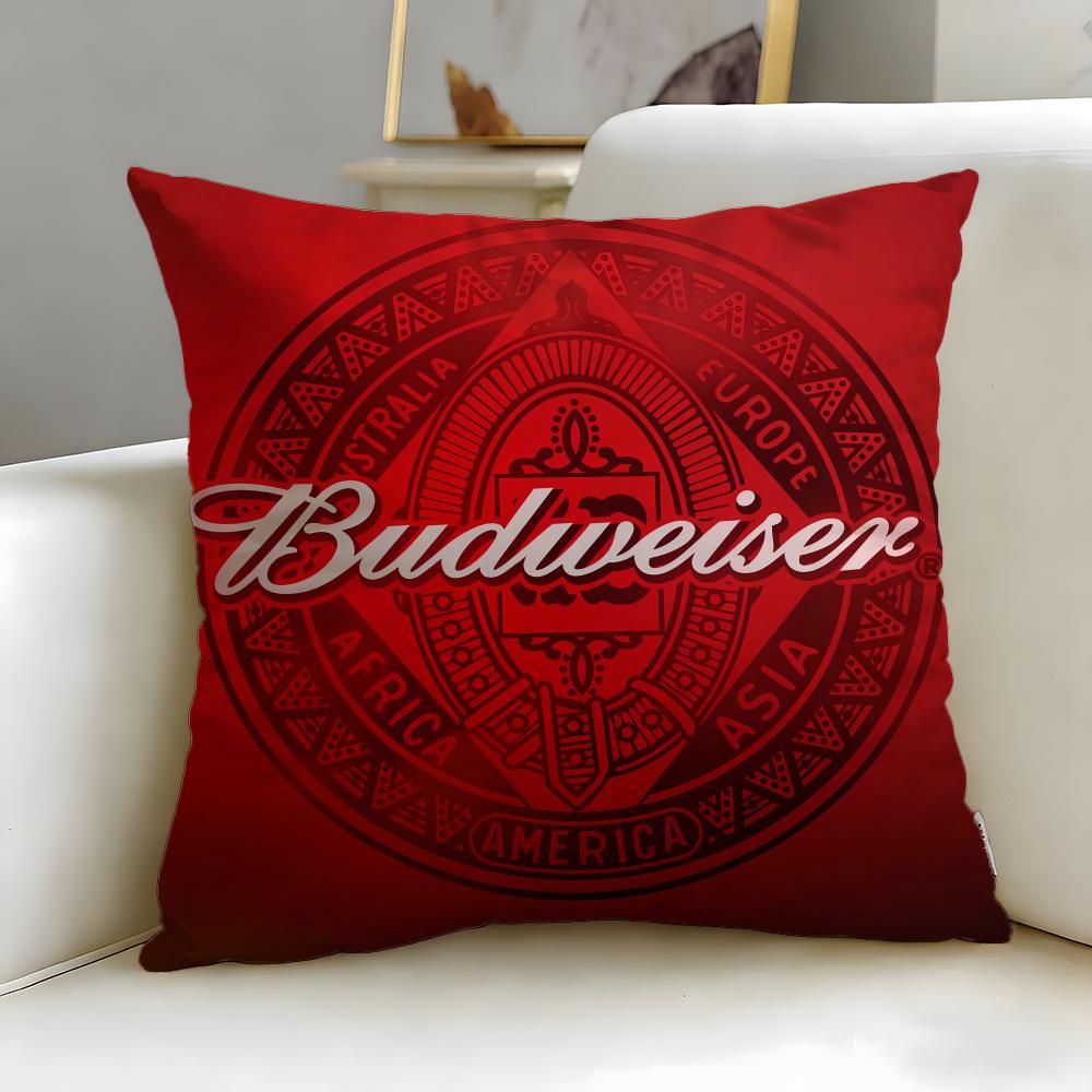 classic beverage brand Budweiser Cushion Cover Soft  EasyWash Pillow Case  Versatile for Couch Bed Travel and Office