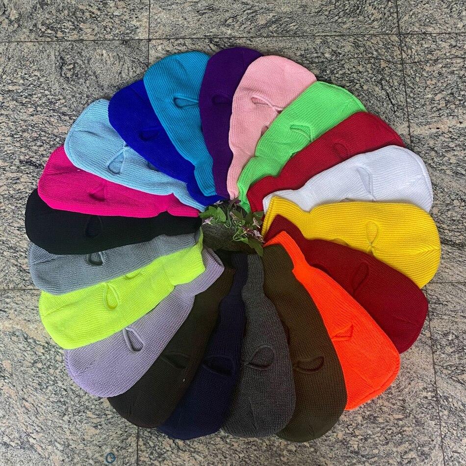 Modische 3-Loch-Strick-Vollgesichtsmaske, Skimaske, Winter-Sturmhaube, warme Strick-Vollgesichtsmaske für Outdoor-Sport