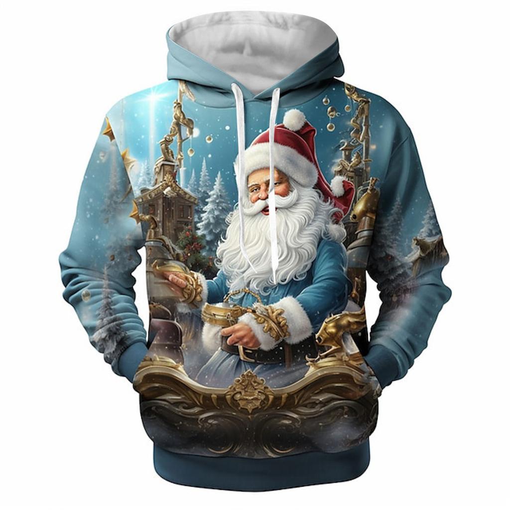 Felpe di Natale Babbo Natale Stampa 3D Uomo Donna Felpe con Cappuccio Oversize Harajuku Pullover Tuta Cappotto Abbigliamento Uomo