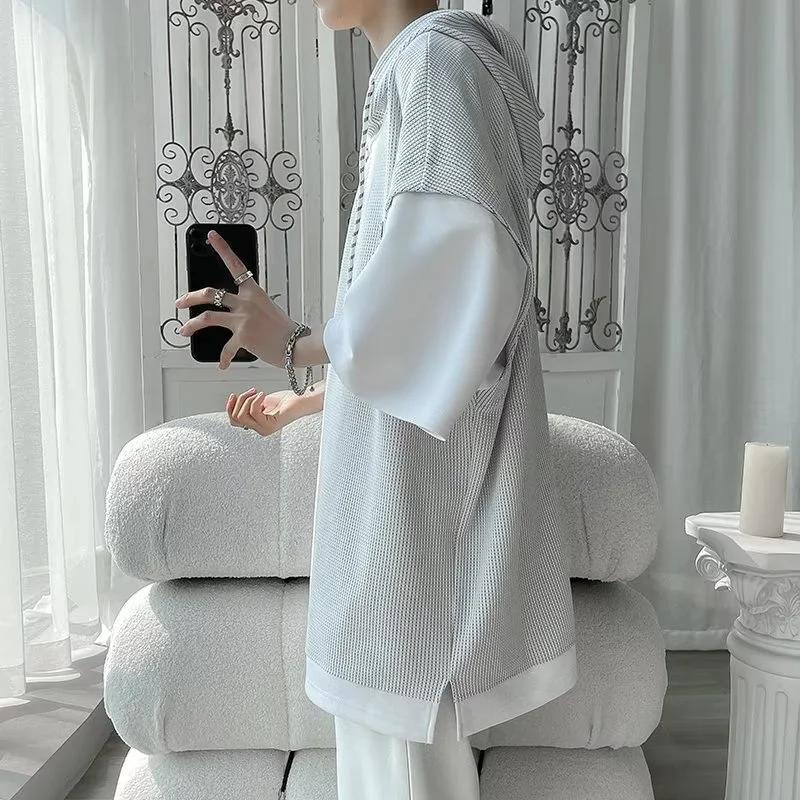 Summer Hooded Short Sleeve T-shirt Fashion Streetwear Oversize T-shirt Tops