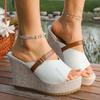 Plus Size Roman Gladiator Slippers for Women Color Block Wedge Peep Toe Platform Shoes Casual High Heels Outdoor Summer Sandals
