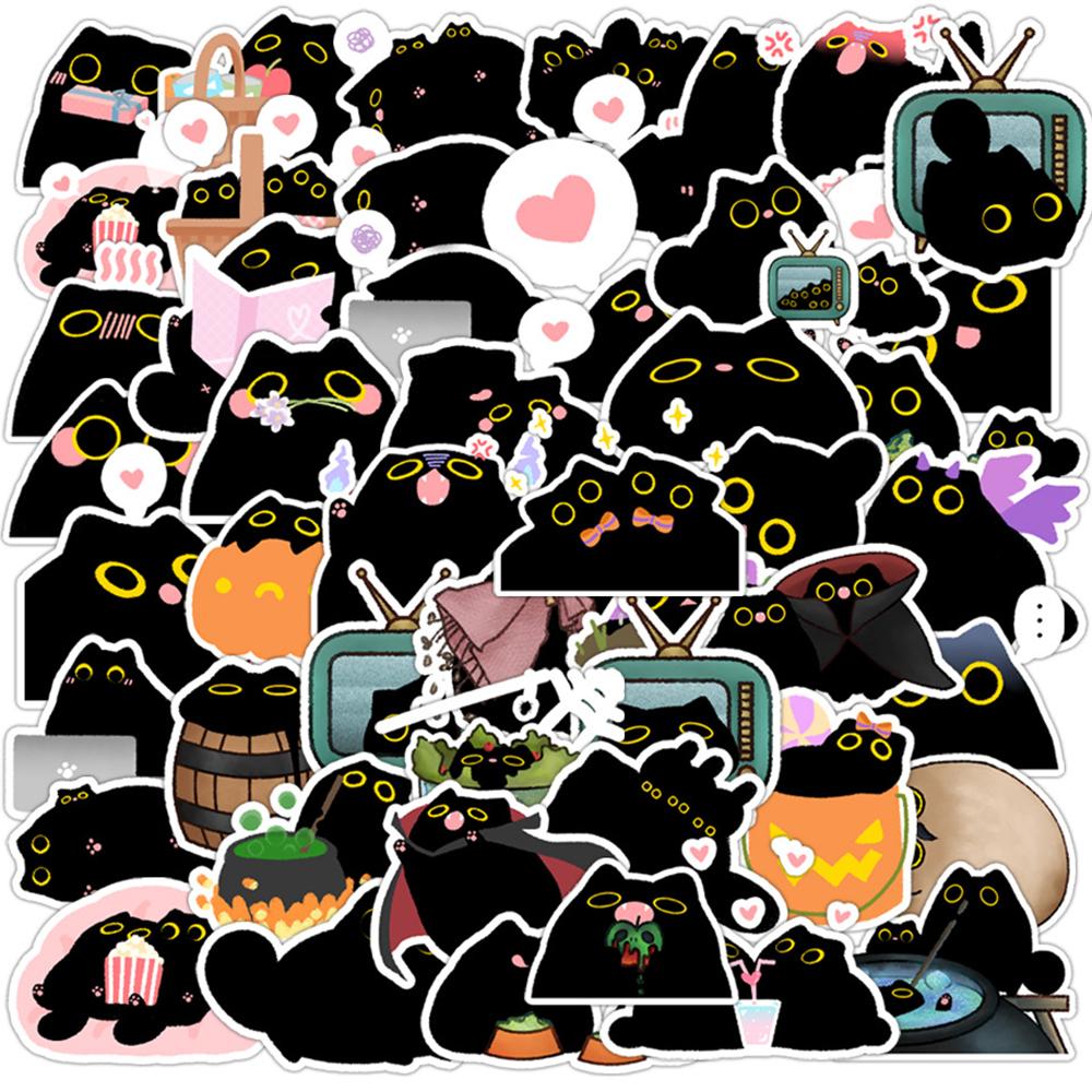 10/30/50pcs Cute Creative Black Cat Stickers Cartoon Graffiti Decal DIY Notebook Guitar Phone Car Waterproof Sticker Fun for Toy