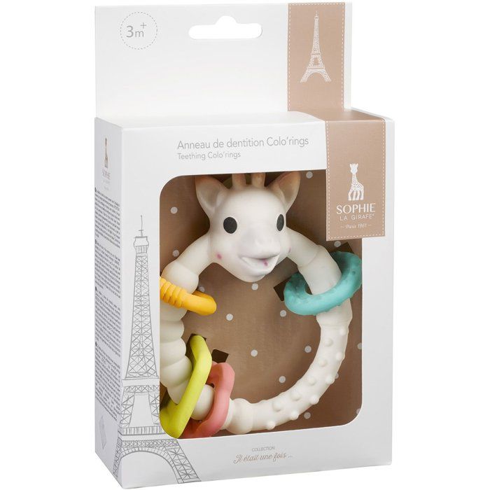 Anneau de dentition - SOPHIE LA GIRAFE - Colo'Rings - Caoutchouc naturel - Multi-textures - Facile a saisir
